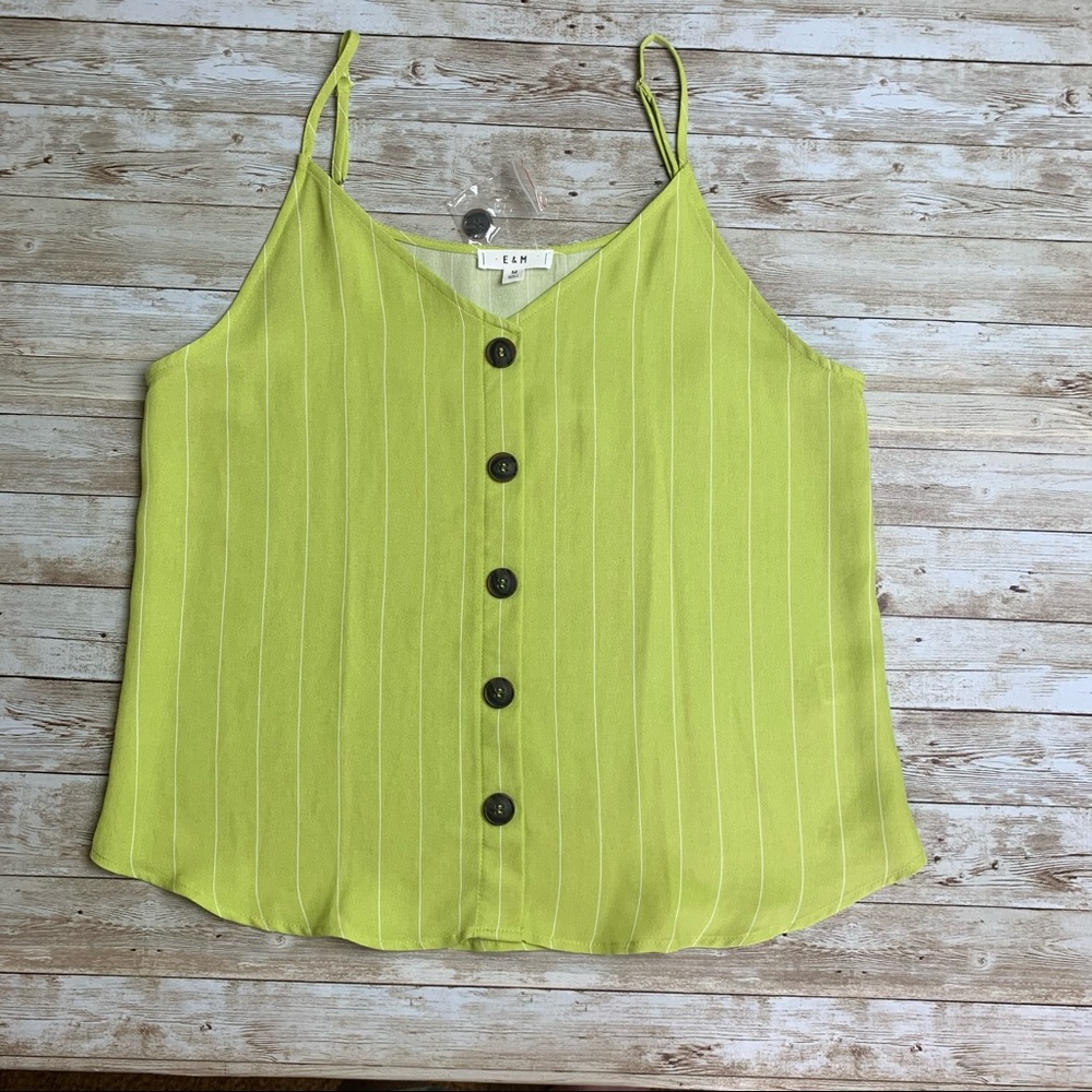 NWOT E & M Green top spaghetti adjustable straps M